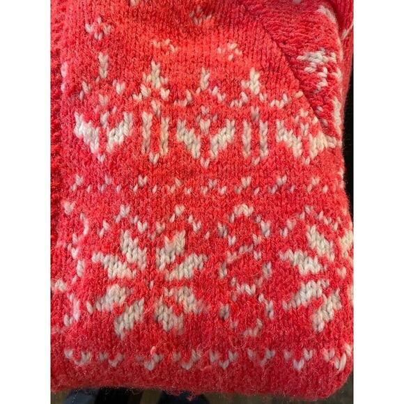 Vintage Cozy Cardigan Hand Made Neon Pink Fair Isle Heavy S/M - Picture 9 of 14
